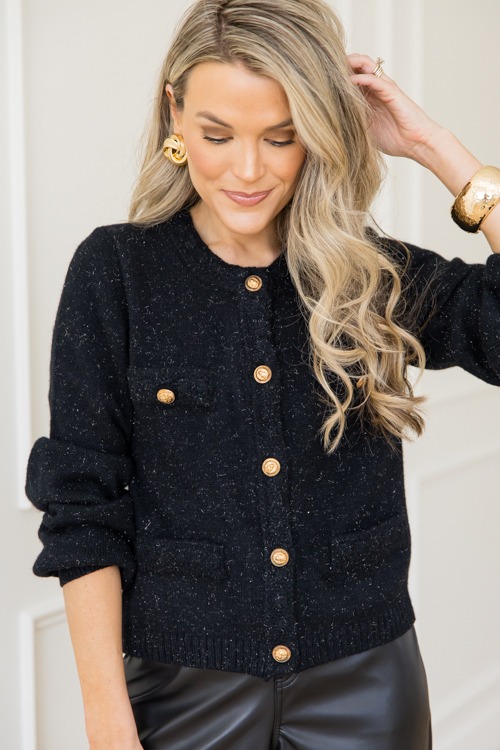 Metallic Button Up Cardi, Black - 1127-7.jpg