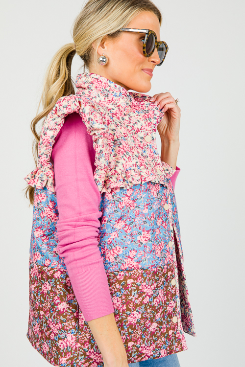 Floral puffer clearance vest