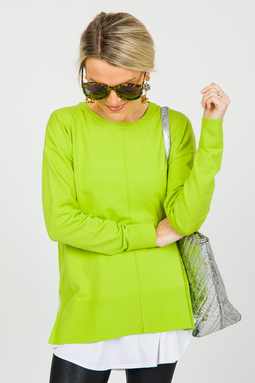 Rib Sides Sweater, Lime