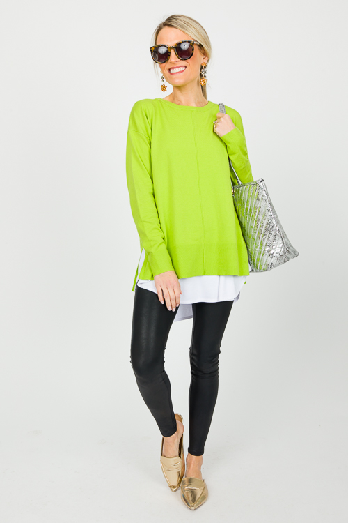 Rib Sides Sweater, Lime