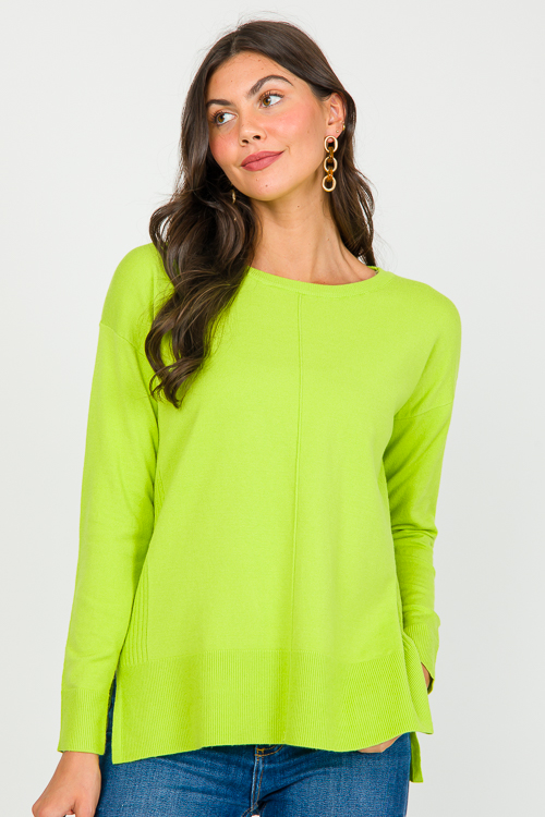 Rib Sides Sweater, Lime