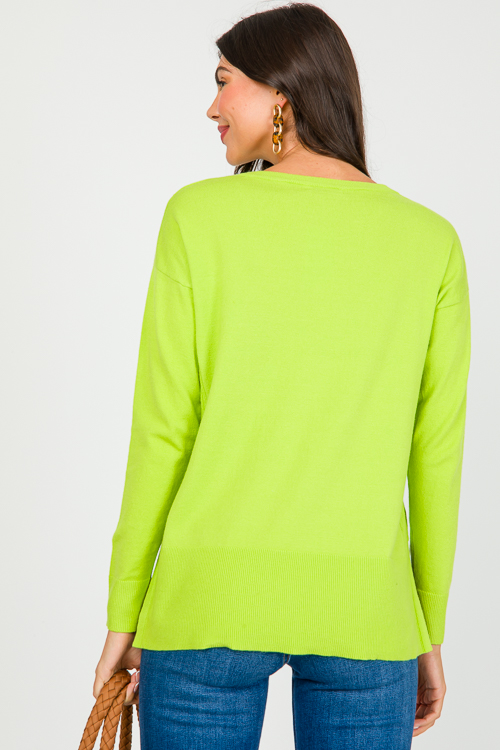 Rib Sides Sweater, Lime
