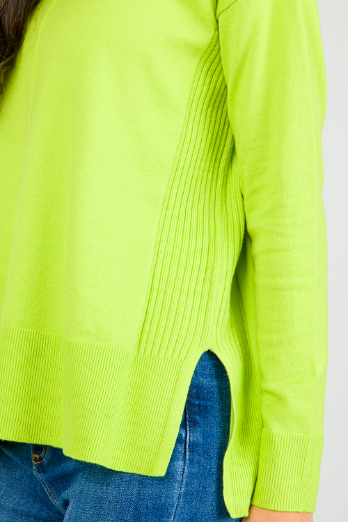 Rib Sides Sweater, Lime