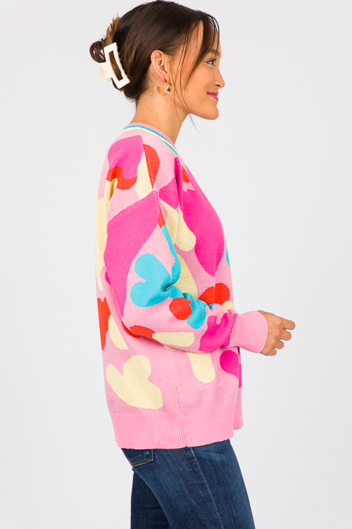 Bold Abstract Sweater, Pink Multi
