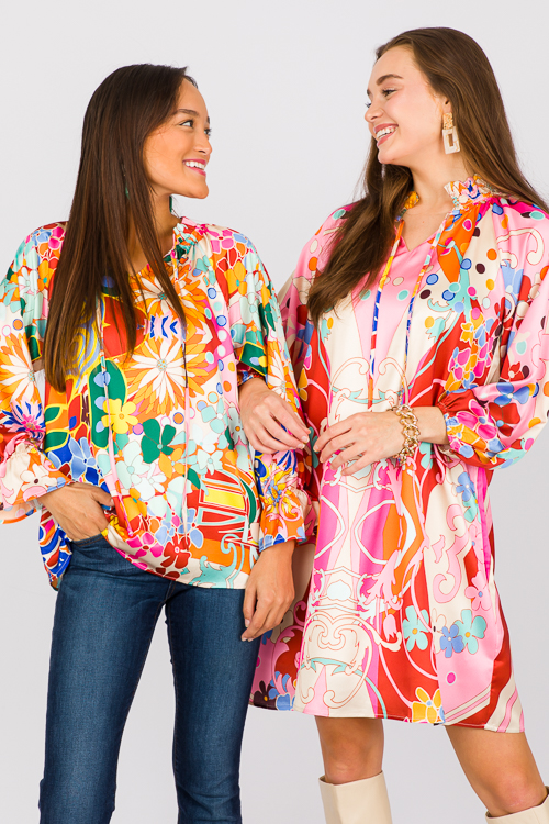 Flower Power Silky Blouse, Multi