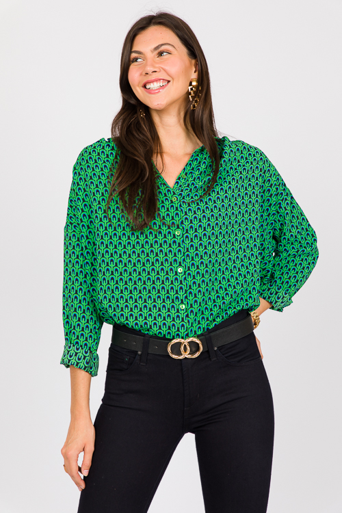 Cairo Button Up, Kelly Green