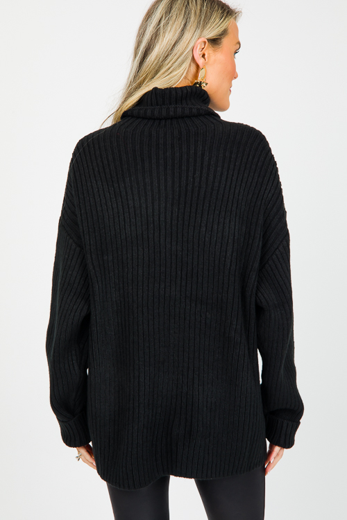 Oversize Ribbed Sweater, Black