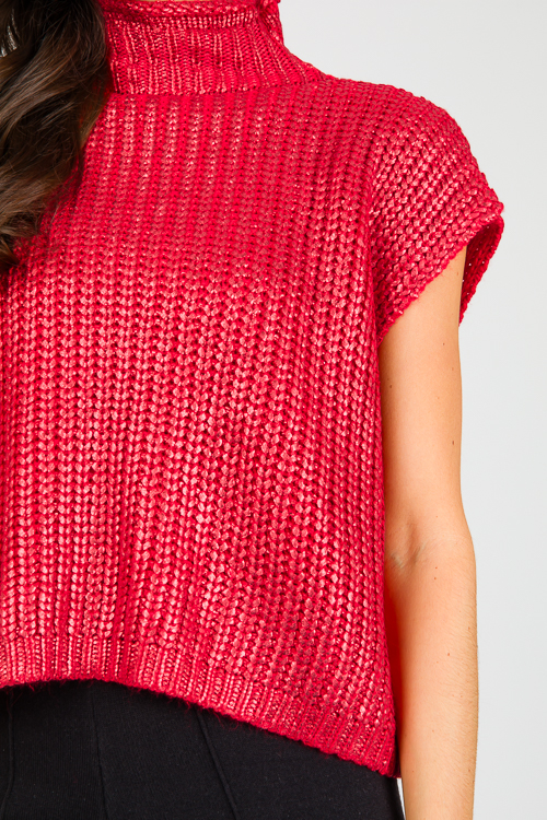 Metallic Sweater Vest, Red