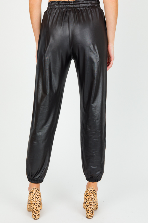 Shiny Stretch Joggers, Black