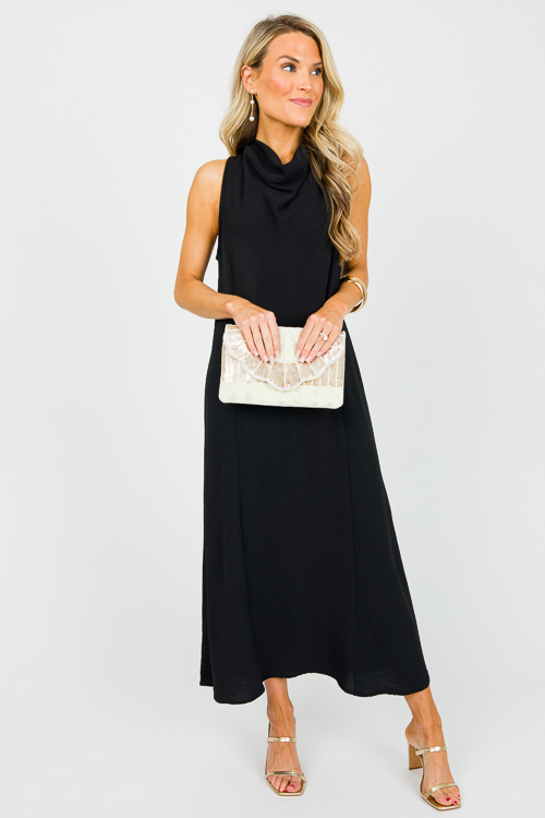 Cowl Neck Midi, Black