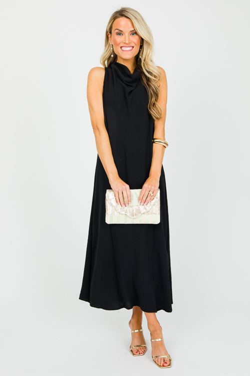 Cowl Neck Midi, Black