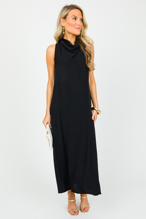 Cowl Neck Midi, Black