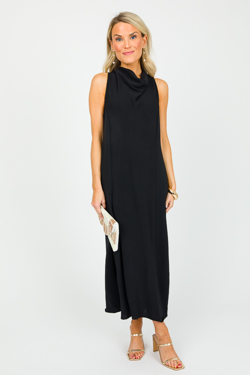 Cowl Neck Midi, Black