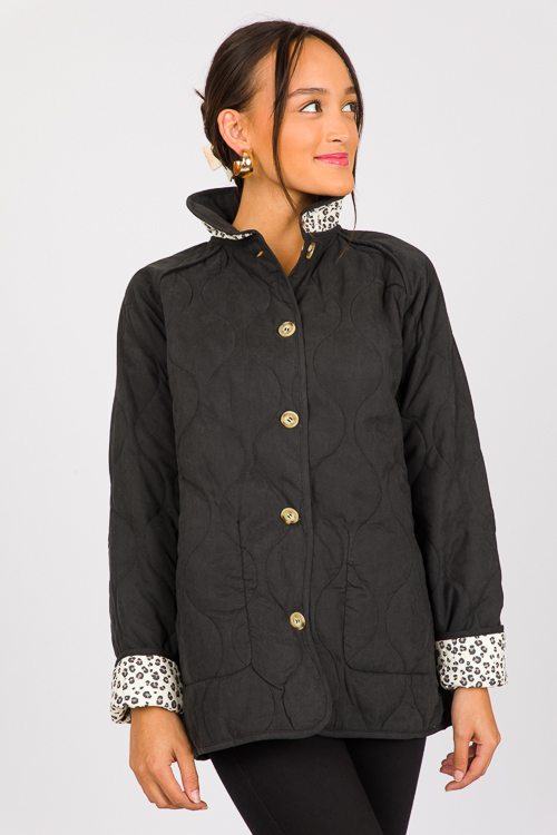 Reversible Quilted Jacket, Black