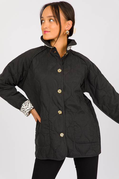 Reversible Quilted Jacket, Black