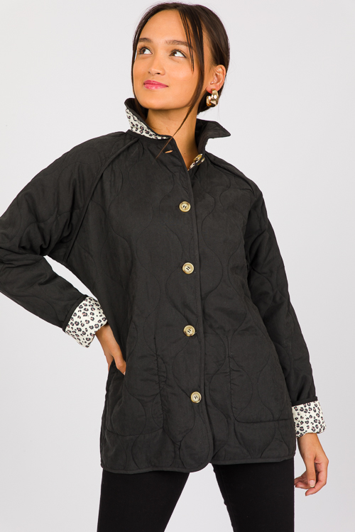 Reversible Quilted Jacket, Black