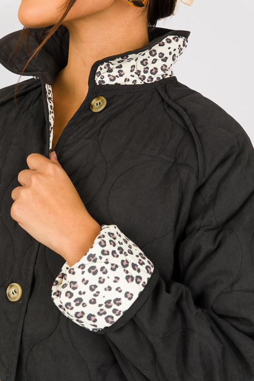 Reversible Quilted Jacket, Black