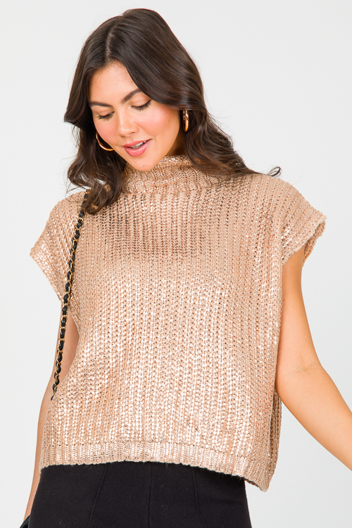 Metallic Sweater Vest, Gold