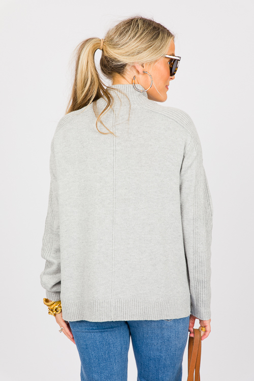 Paige Mock Neck Sweater, H. Grey