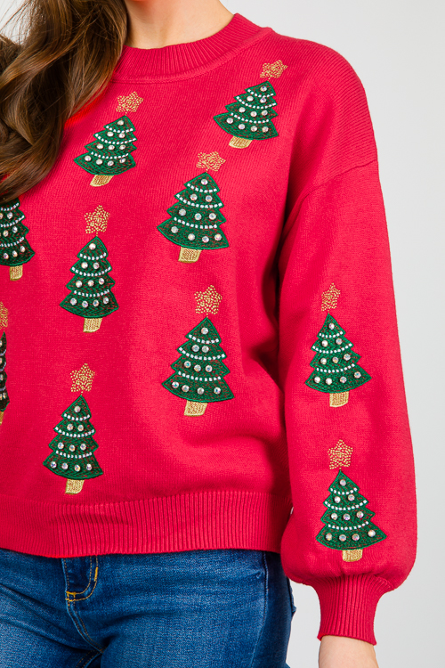 Christmas Tree Sweater, Red