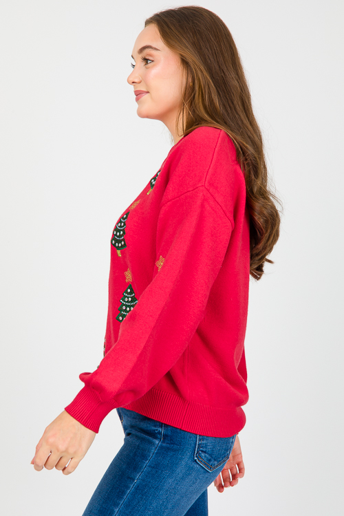 Christmas Tree Sweater, Red