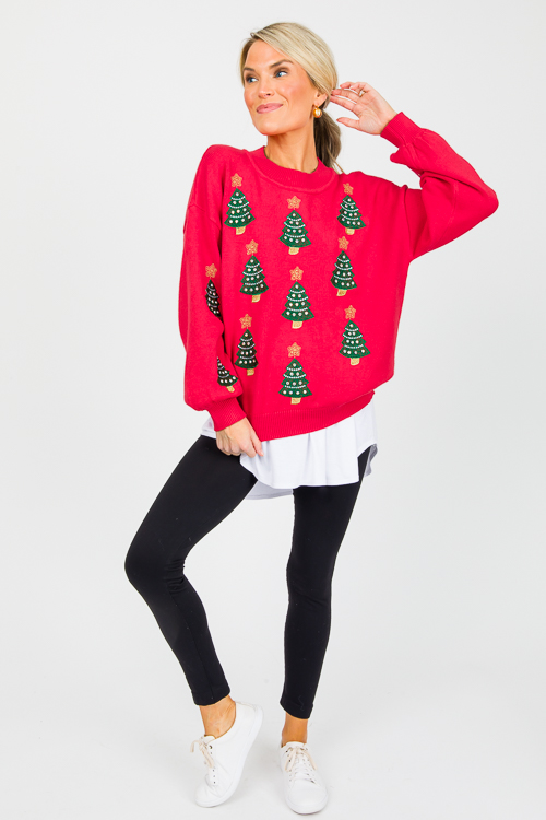 Christmas Tree Sweater, Red