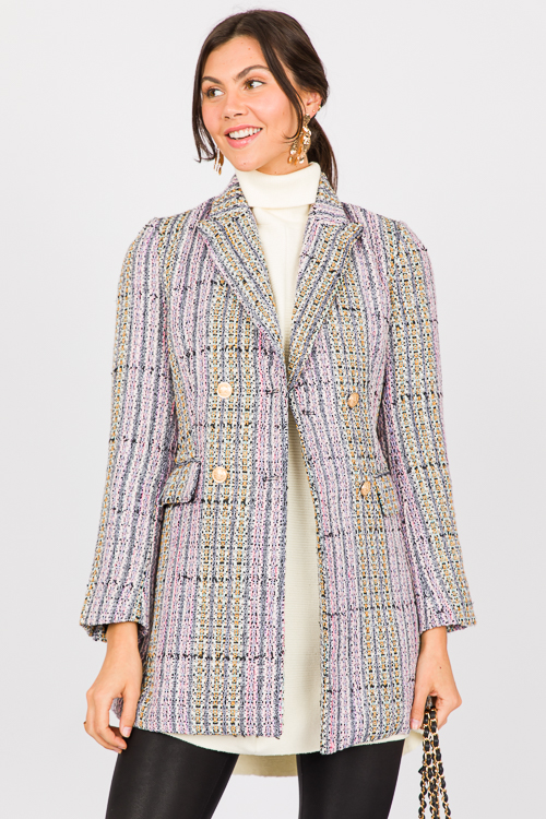 Multi Tweed Jacket, Pink/Yellow