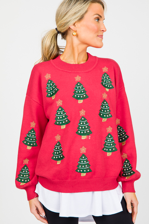 Christmas Tree Sweater, Red