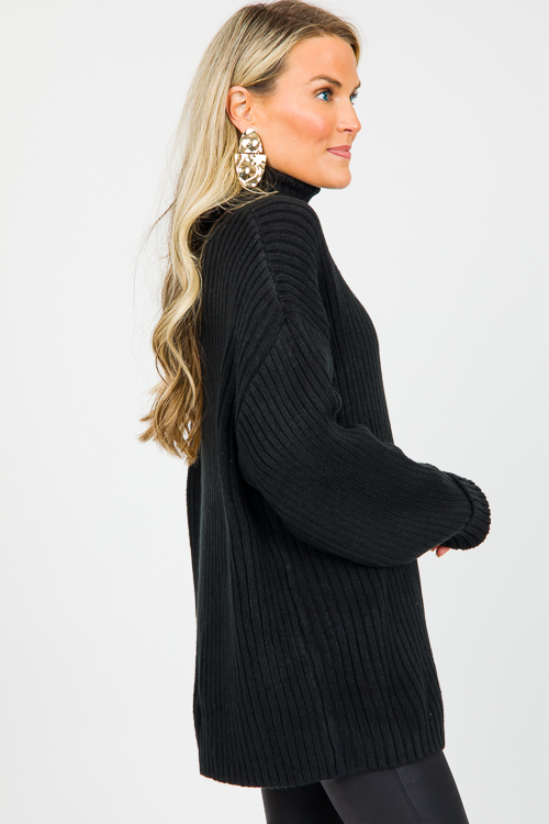 Oversize Ribbed Sweater, Black