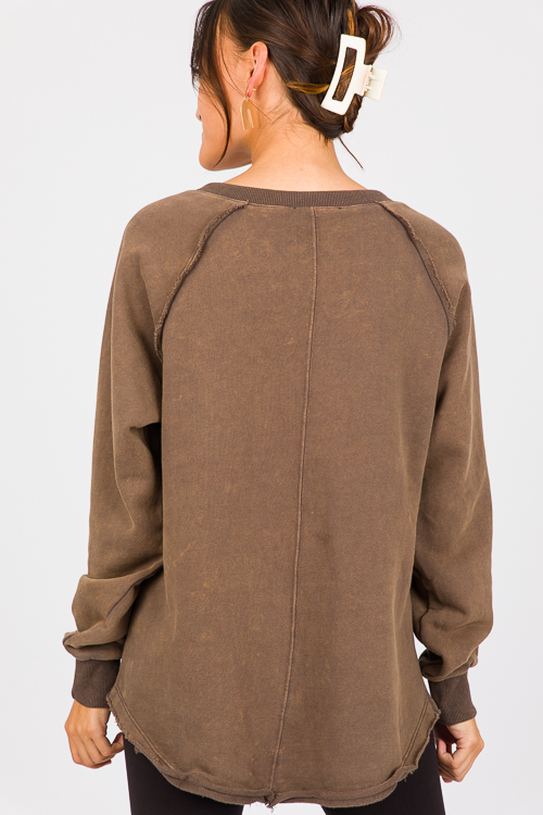 French Terry Fray Pullover, Charcoal