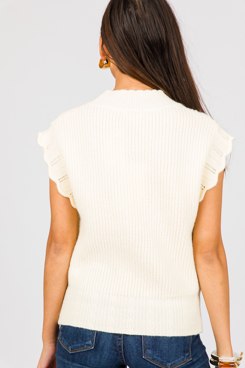 Cable Knit Sweater Vest, Ivory