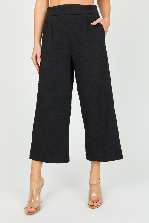 Textured Crop Pants, Black