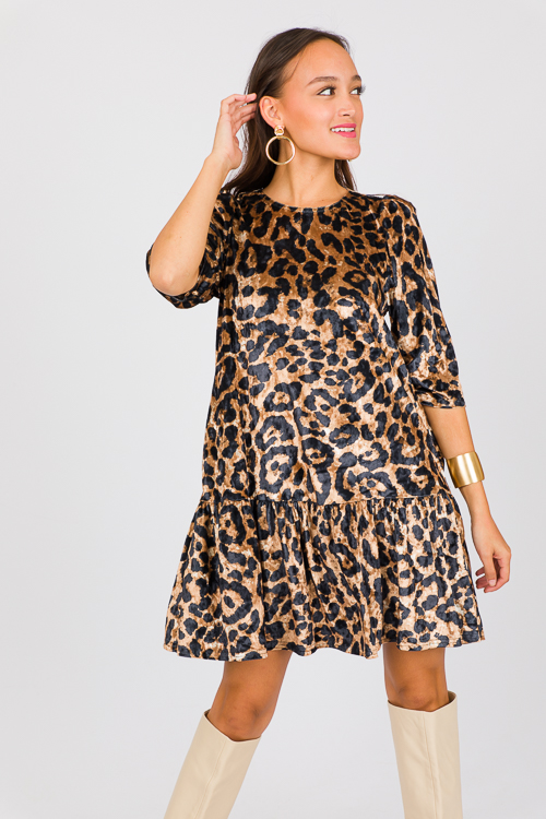 Velvet Cheetah Dress, Brown