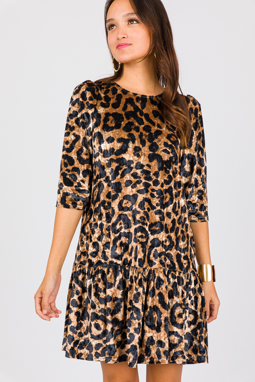 Velvet Cheetah Dress, Brown