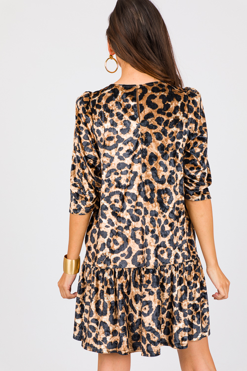 Velvet Cheetah Dress, Brown