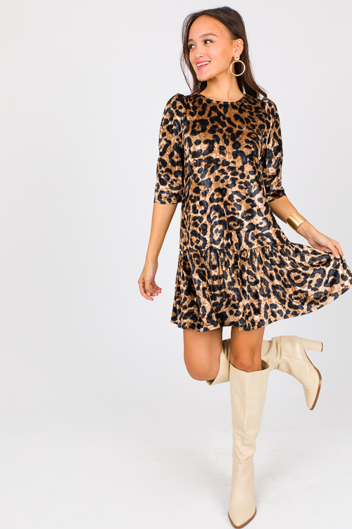 Velvet Cheetah Dress, Brown