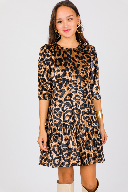 Velvet Cheetah Dress, Brown