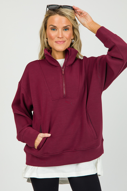 Modal Mock Neck Pullover, Wine