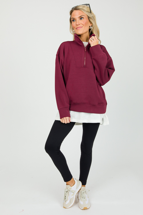 Modal Mock Neck Pullover, Wine