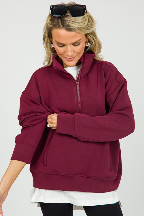 Modal Mock Neck Pullover, Wine