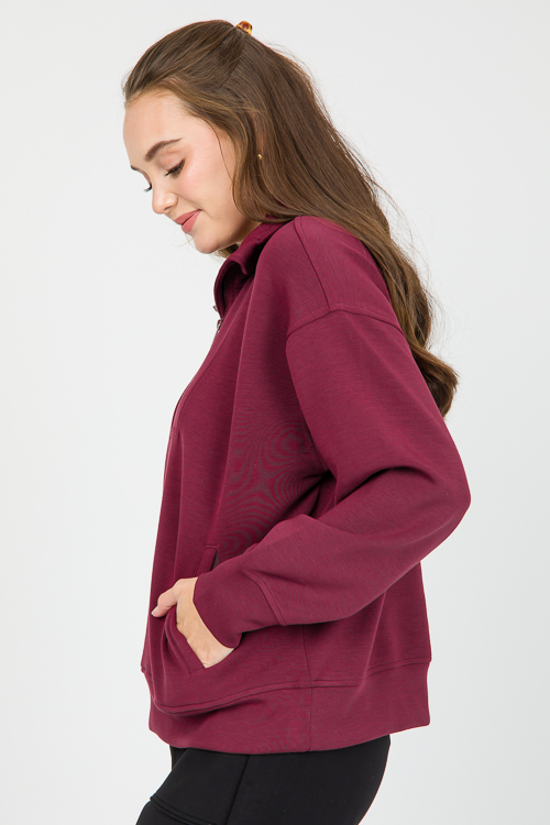 Modal Mock Neck Pullover, Wine