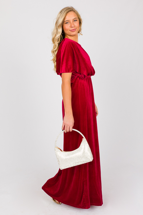 Velvet Slit Maxi, Red