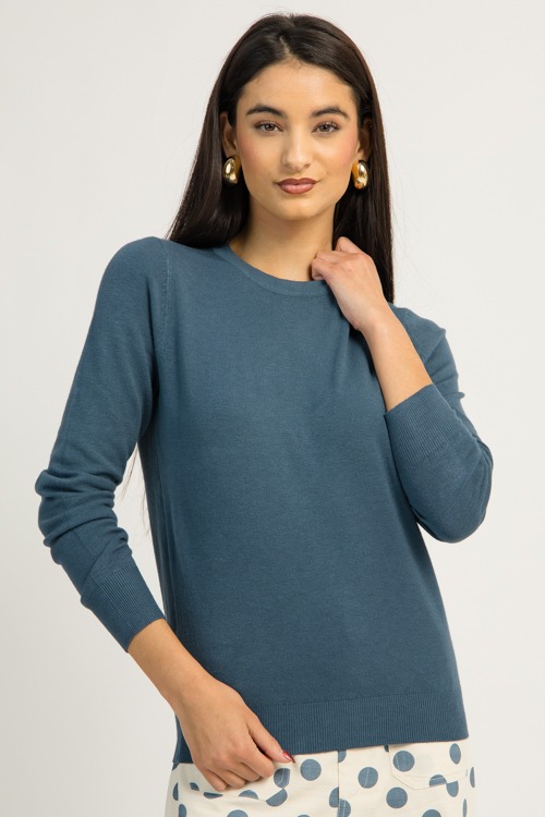 Perfect Basic Sweater, Teal (MONDAY NEW ARRIVAL) - 1201-107p.jpg
