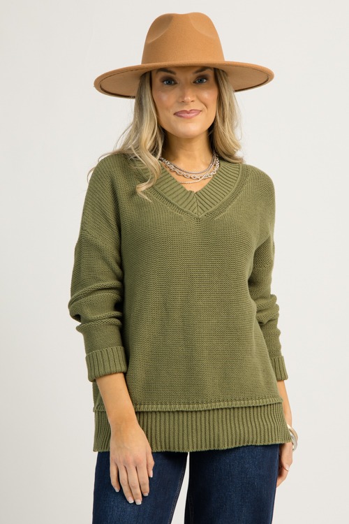 Anna V-Neck Sweater, Olive (MONDAY NEW ARRIVAL) - 1201-2h.jpg