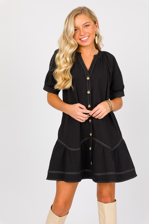 Marley Canvas Dress, Black