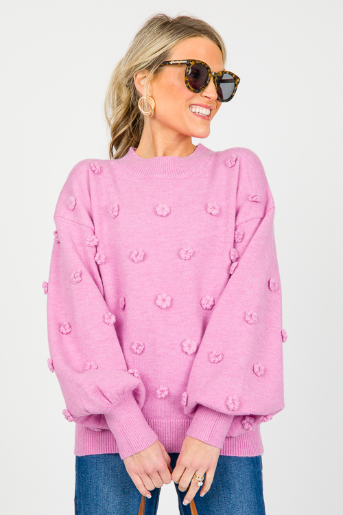 Flower Pop Sweater, Dusty Lilac