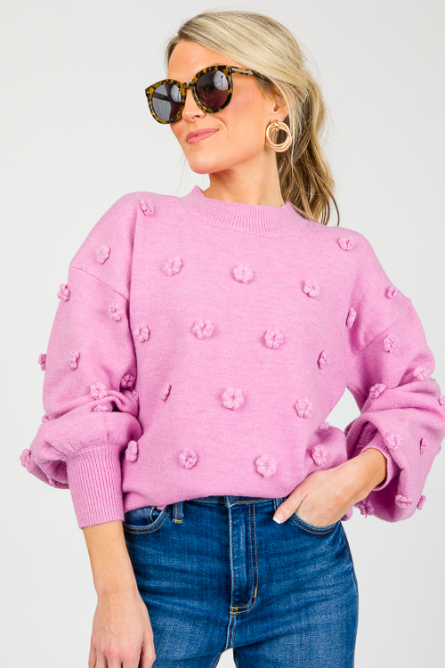 Flower Pop Sweater, Dusty Lilac