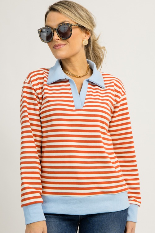 Lauren Stripe Polo, Orange/Blue (MONDAY NEW ARRIVAL) - 1201-49.jpg