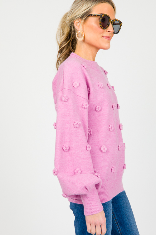 Flower Pop Sweater, Dusty Lilac