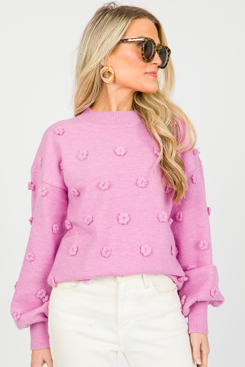 Flower Pop Sweater, Dusty Lilac